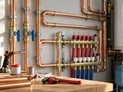 Réseau de cuivre et collecteur sanitaire posés par AERIS ENERGIE
